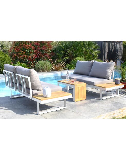 Tokyo 4-Sitzer-Gartenmöbel aus Akazienholz und weißem Aluminium