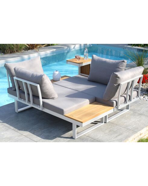 Tokyo 4-Sitzer-Gartenmöbel aus Akazienholz und weißem Aluminium