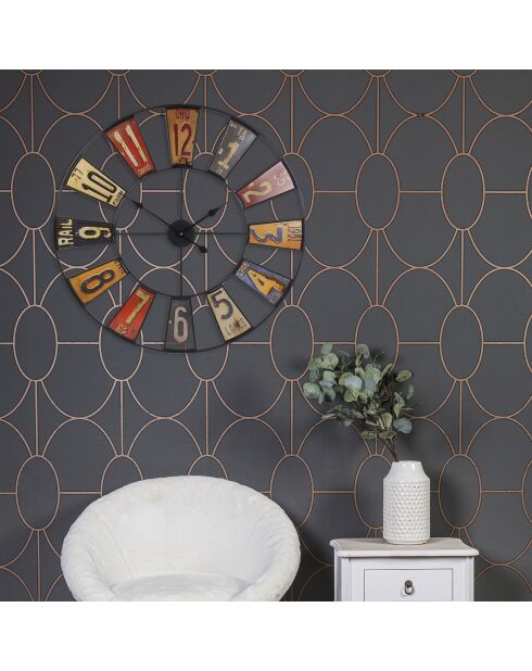 Horloge Recyclerie multicolore - D.80.5 cm