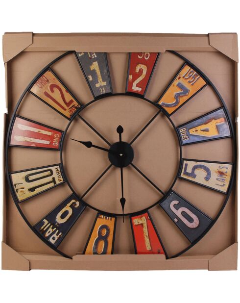 Horloge Recyclerie multicolore - D.80.5 cm