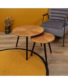 2 Tables gigognes Felix marron/noir/doré - 2 pièces