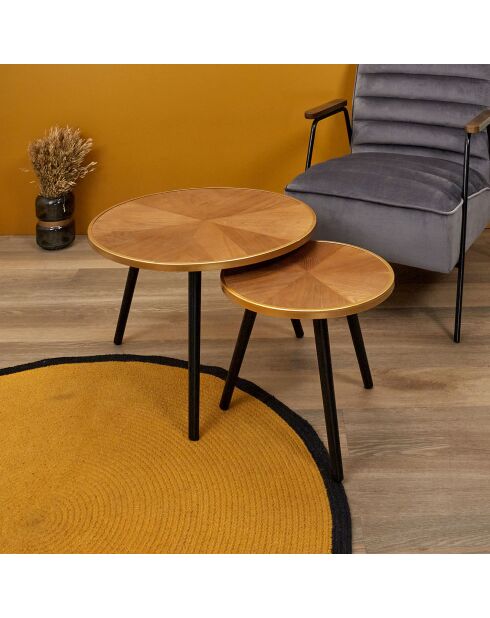 2 Tables gigognes Felix marron/noir/doré - 2 pièces