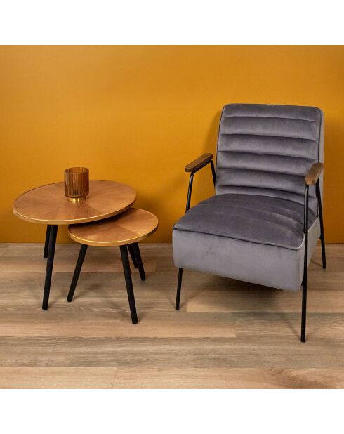 2 Tables gigognes Felix marron/noir/doré - 2 pièces