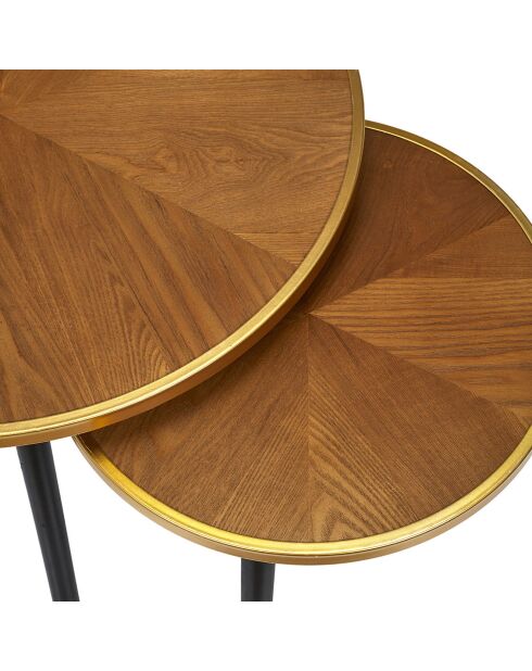 2 Tables gigognes Felix marron/noir/doré - 2 pièces