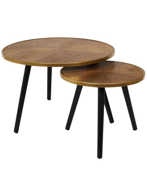 2 Tables gigognes Felix marron/noir/doré - 2 pièces