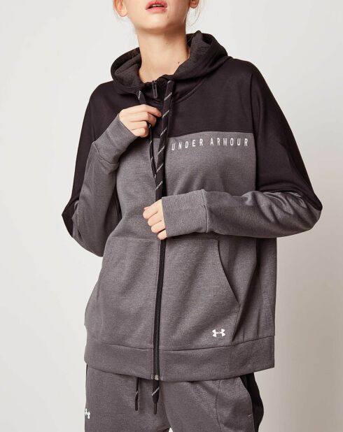 Sweat à capuche zippé Recover Knit gris/noir