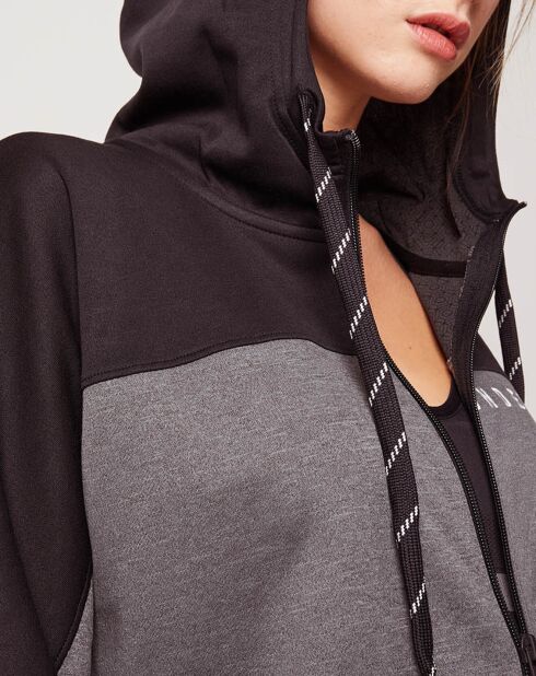 Sweat à capuche zippé Recover Knit gris/noir