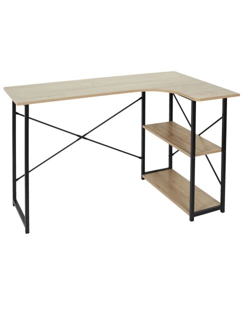 Bureau d'angle Job noir/marron - 120x74x74 cm