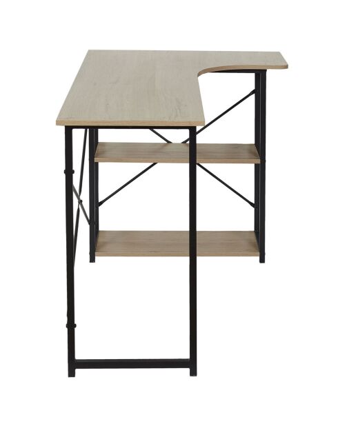 Bureau d'angle Job noir/marron - 120x74x74 cm