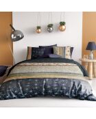 Parure housse de couette 100% Percale de Coton Bella bleue