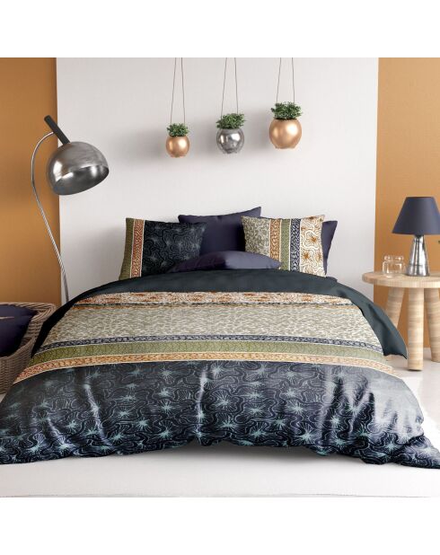 Parure housse de couette 100% Percale de Coton Bella bleue