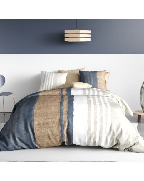 Parure housse de couette 100% Percale de Coton Romane beige