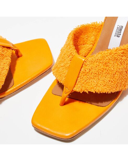Mules Carissa de piel y esponja, color naranja, tacón de 6 cm
