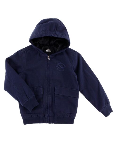 Parka en Toile à capuche intérieur matelassé bleu marine