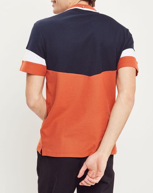 Donkerblauw/camel poloshirt Lumigny