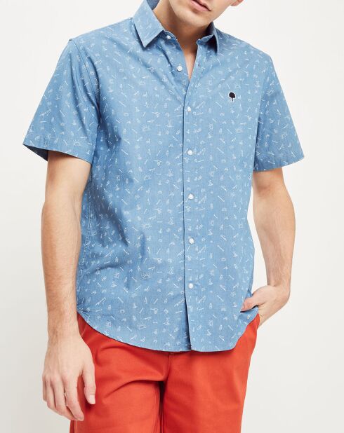 Chemise droite Vallon imprimée bleue