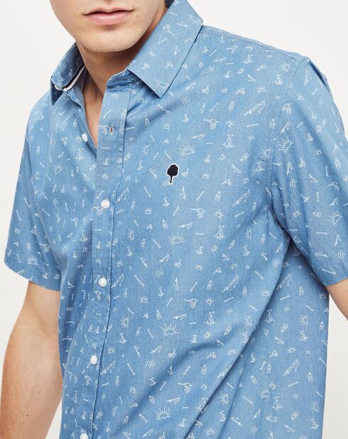 Chemise droite Vallon imprimée bleue