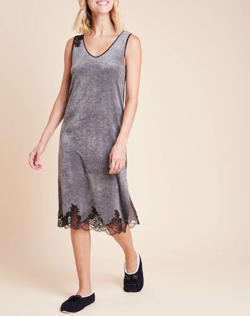 Camisón de terciopelo gris Come