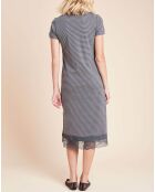 Robe de nuit Cottage à rayures gris foncé/gris clair