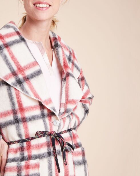 Veste d'intérieur Essentiel à carreaux écru/rouge/noir