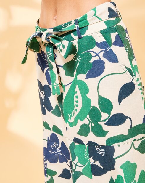 Midirock Flavie aus Baumwolle und Leinen mit Amazonas-Print