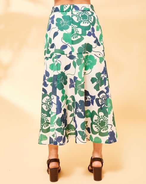 Midirock Flavie aus Baumwolle und Leinen mit Amazonas-Print