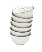 6 Bols en Porcelaine Kiyose  noir/blanc - D.8 cm