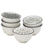 6 Bols en Porcelaine Kiyose  noir/blanc - D.8 cm