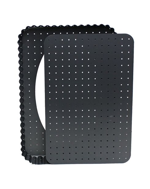 Moule à tarte rectangulaire micro perforé gris - 33x23 cm