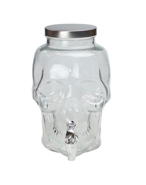 Fontaine tête de mort en verre Cubanios transparente - 4 L
