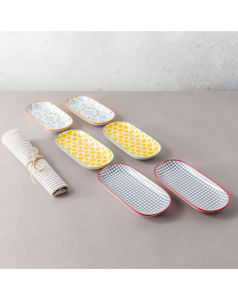 6 tazze in porcellana Sabae multicolore - 8x17 cm