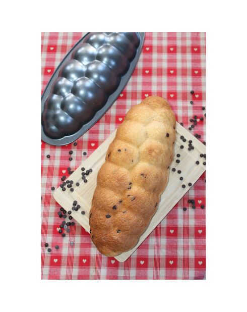 Moule à brioche tressée en inox gris - 47x37.5 cm