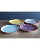 6 Assiettes à dessert en Porcelaine ethnique Sabae multicolores - D.21 cm