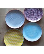 6 Assiettes à dessert en Porcelaine ethnique Sabae multicolores - D.21 cm