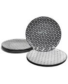 6 Assiettes à dessert en Porcelaine Komae noir/blanc - D.21.5 cm