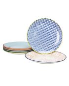 6 Grandes assiettes en Porcelaine Sabae multicolores - D.26 cm