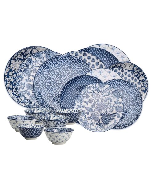 Juego de vajilla Majorelle de cerámica azul - 18 piezas