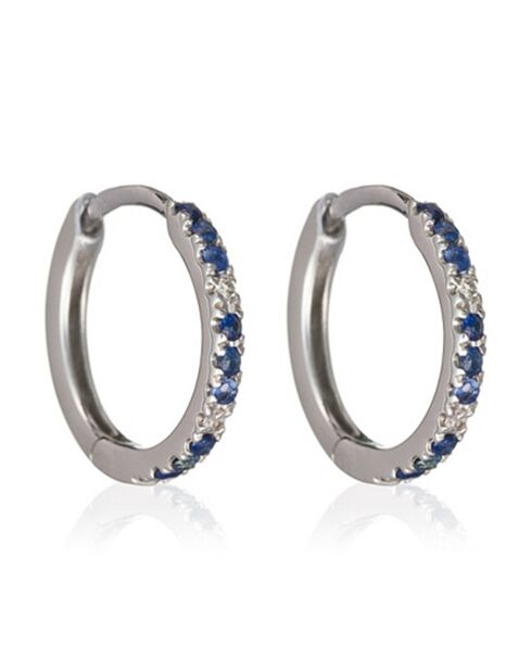 Boucles d'oreilles Ciel Etoilé Diamants 0.02 ct Saphirs Or Blanc