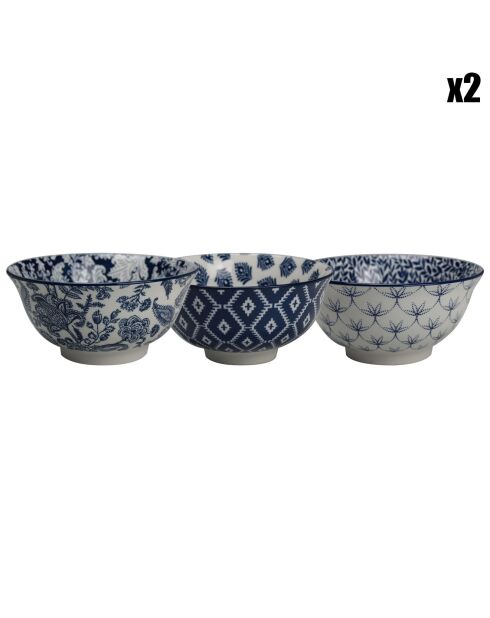 6 Grands bols en Céramique Majorelle bleus - D.15 cm