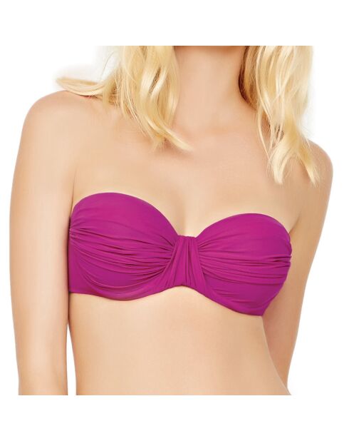 Bandeau-bikinitop met lattice magenta