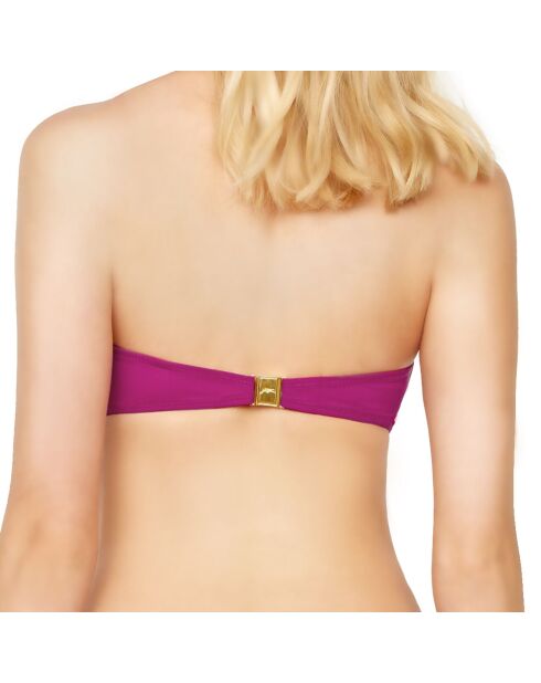 Bandeau-bikinitop met lattice magenta