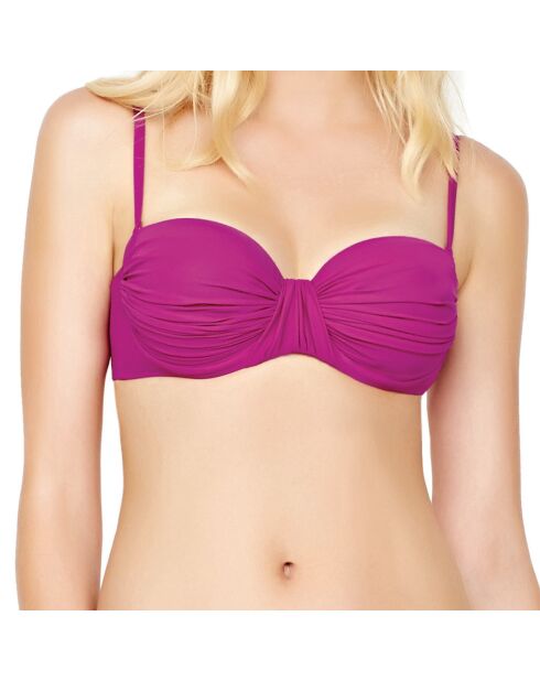 Bandeau-bikinitop met lattice magenta