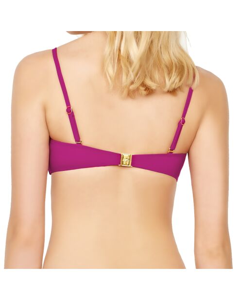 Bandeau-bikinitop met lattice magenta