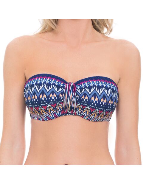 Mehrfarbiges Salzwasser-Bandeau-Bikinioberteil