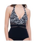 Haut de Maillot Tankini dos nu Marble noir/blanc