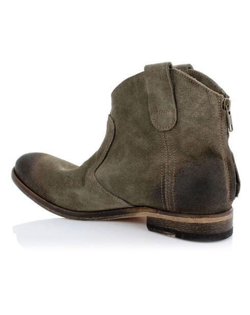 Santiags en Velours de Cuir Baia taupe