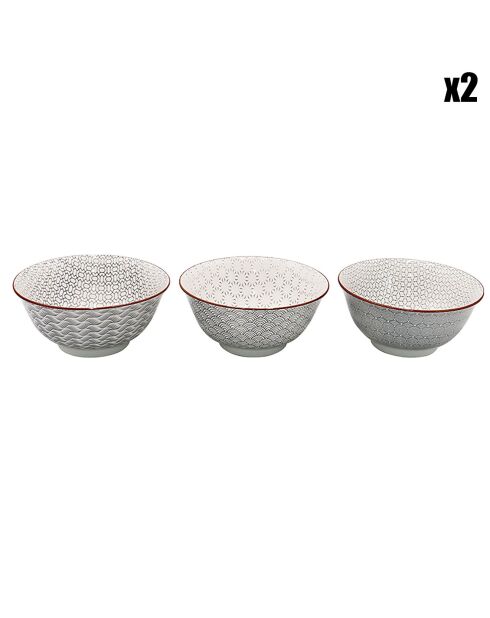 6 große weiße, langsame Porzellanschalen, D.18 cm