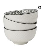 6 Bols en Porcelaine Komaé  noir/blanc - 58 cl