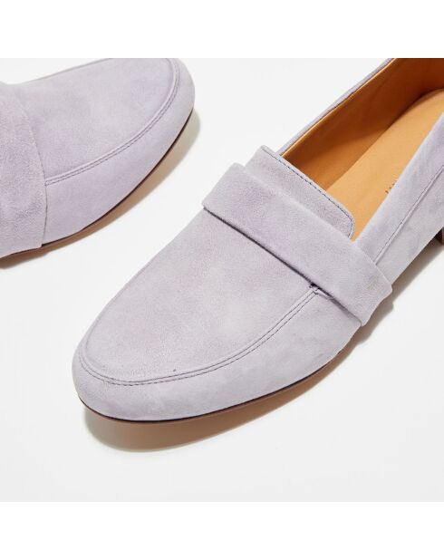 Mocassins en Velours de Cuir Heart parme