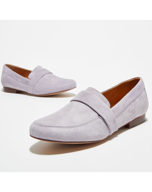 Mocassins en Velours de Cuir Heart parme